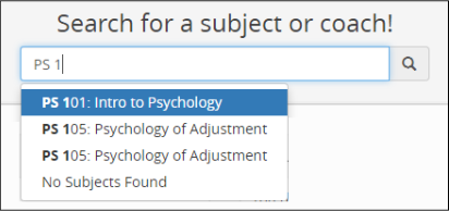 search for subject or coach