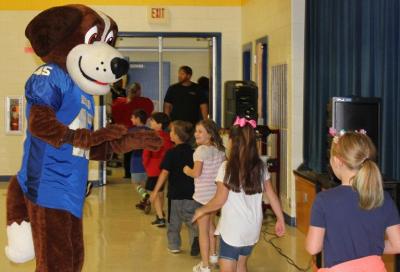 "Bernie" Takes Part In National Walk To School Day At Local Elementary School