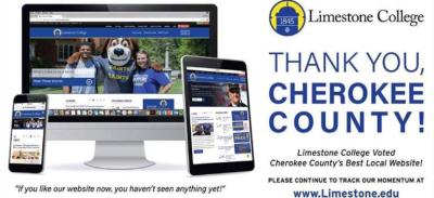 Limestone College's Website Voted "Best In Cherokee County" For Third Straight Year