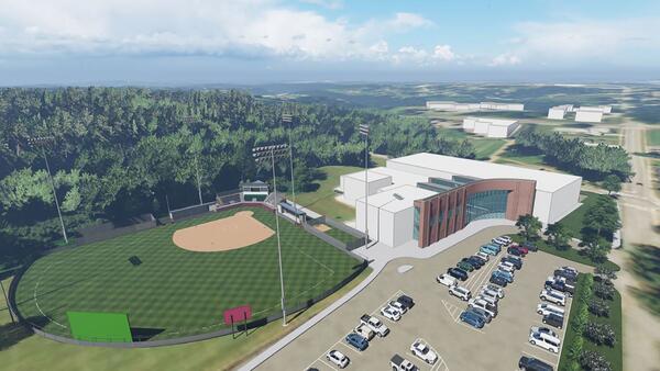 architectural rendering of the new Limestone University softball complex