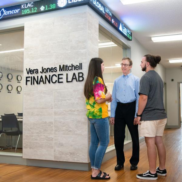 outside of the Vera Jones Mitchell Finance Lab
