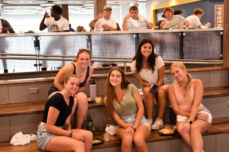 Students in Hines and Riggins Center