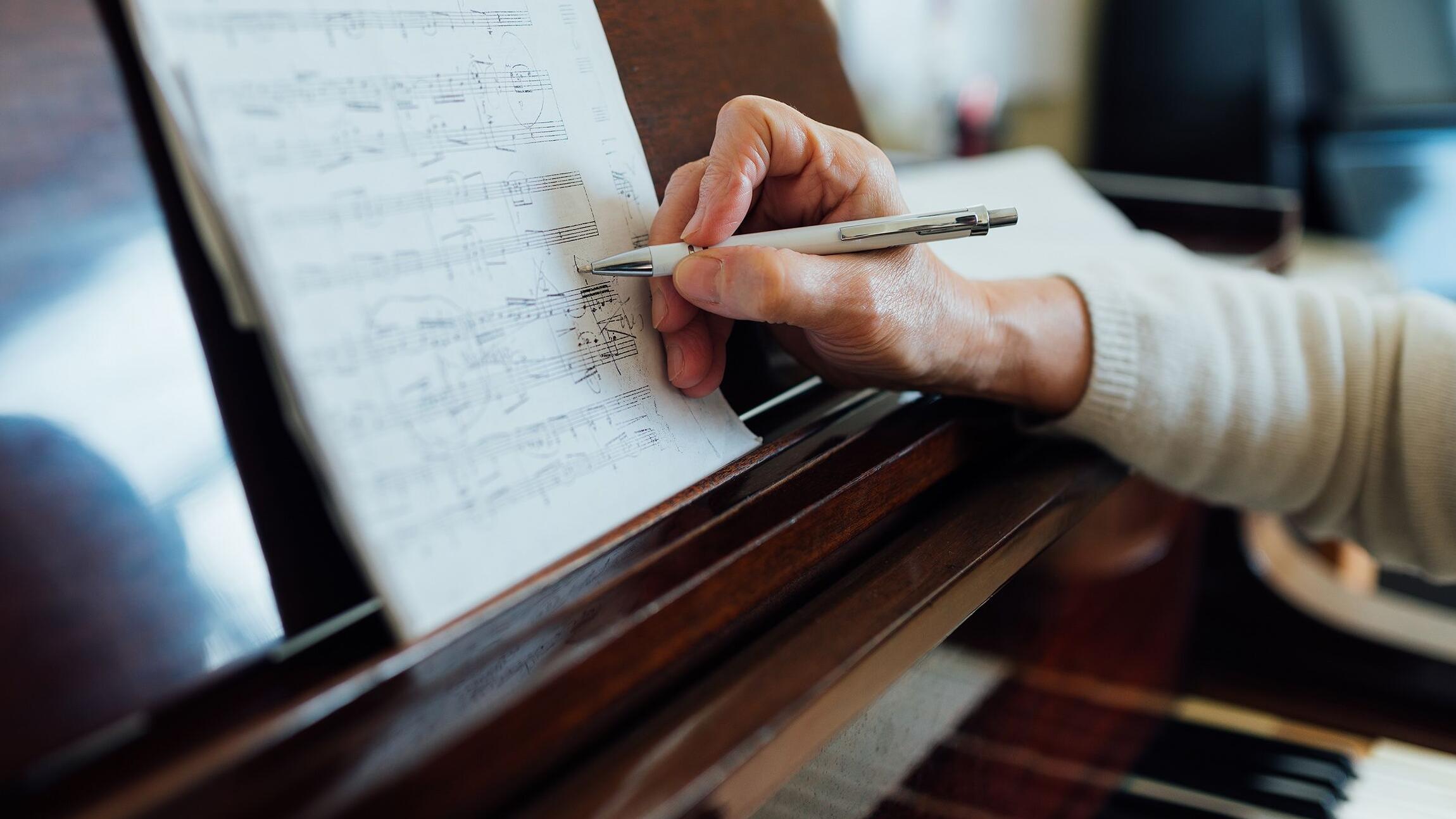 piano with sheet music