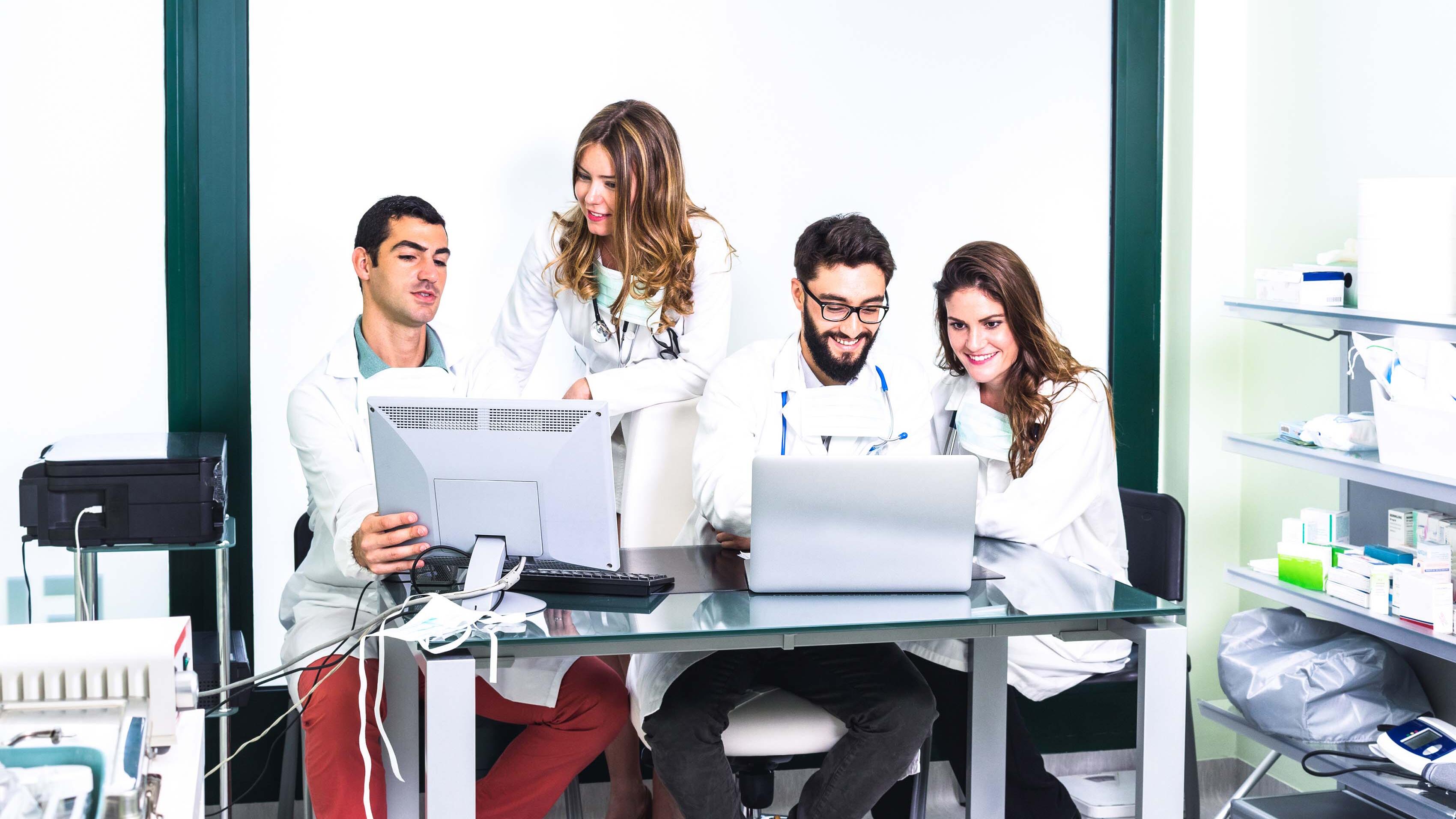 Group of medicine students at health care clinic