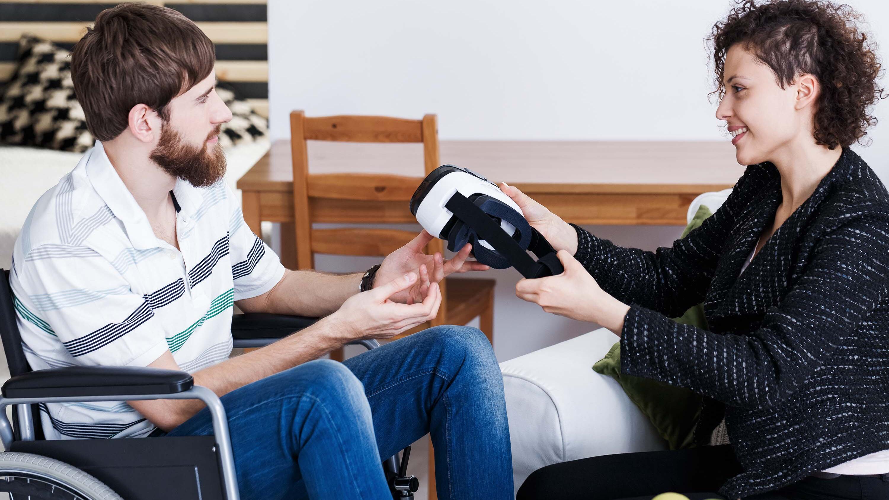 Patient during indoor VR therapy