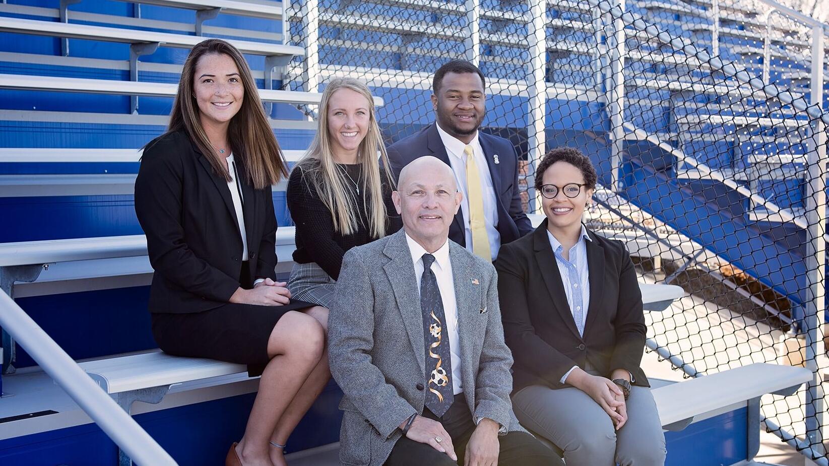 Sport Management students on bleachers