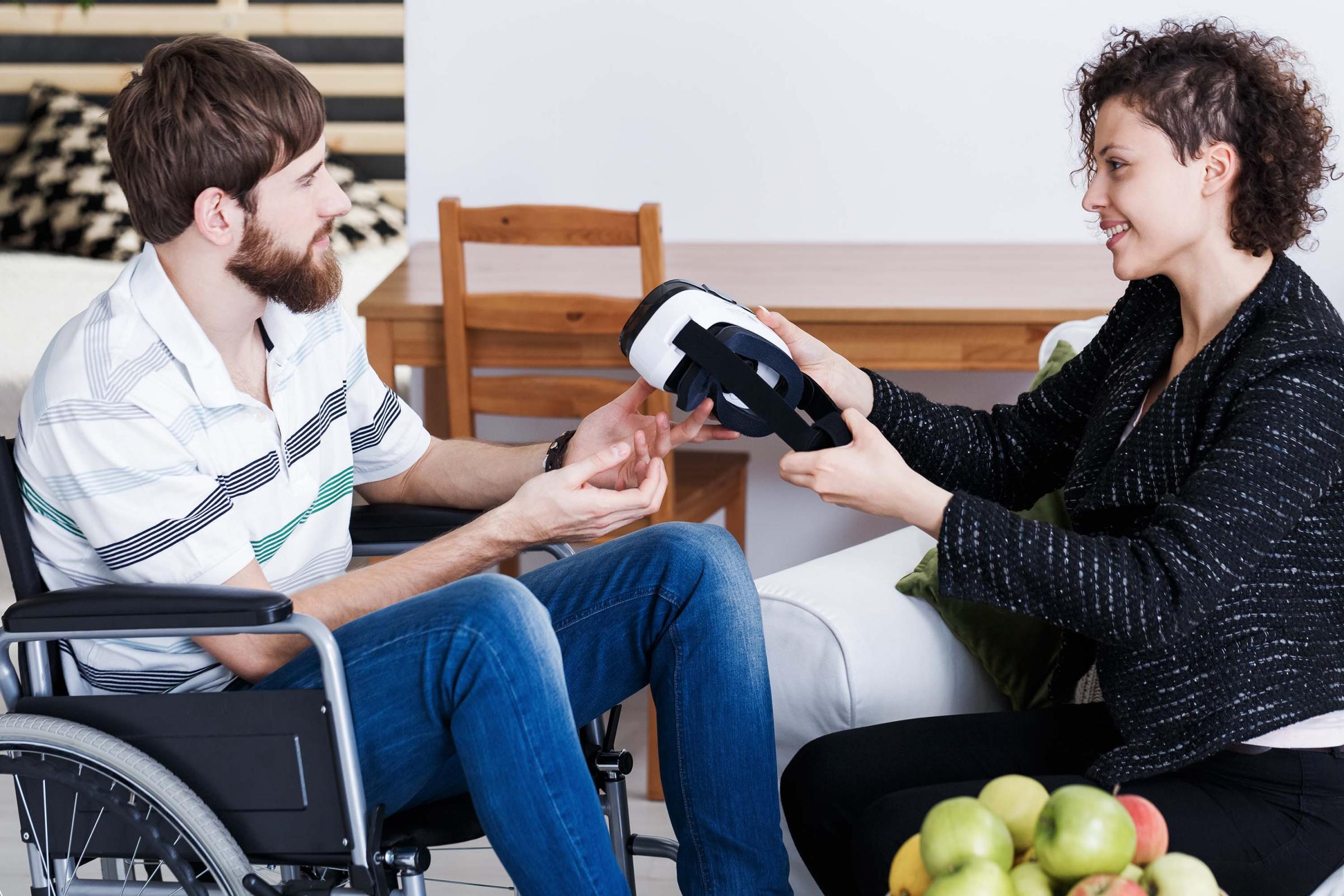 Patient during indoor VR therapy