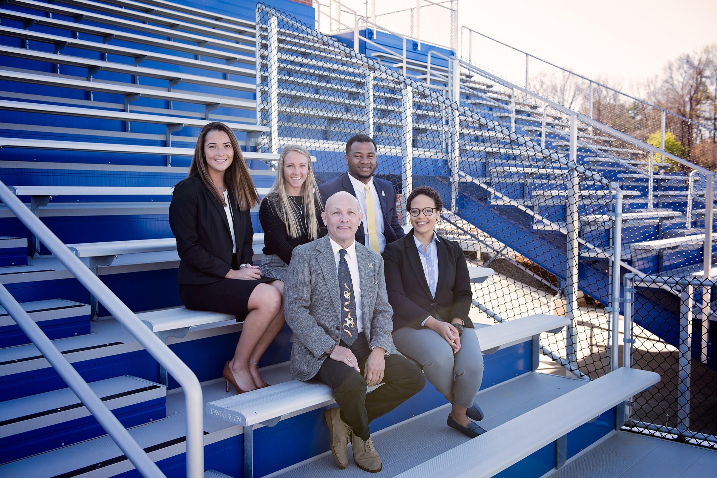 Sport Management students on bleachers