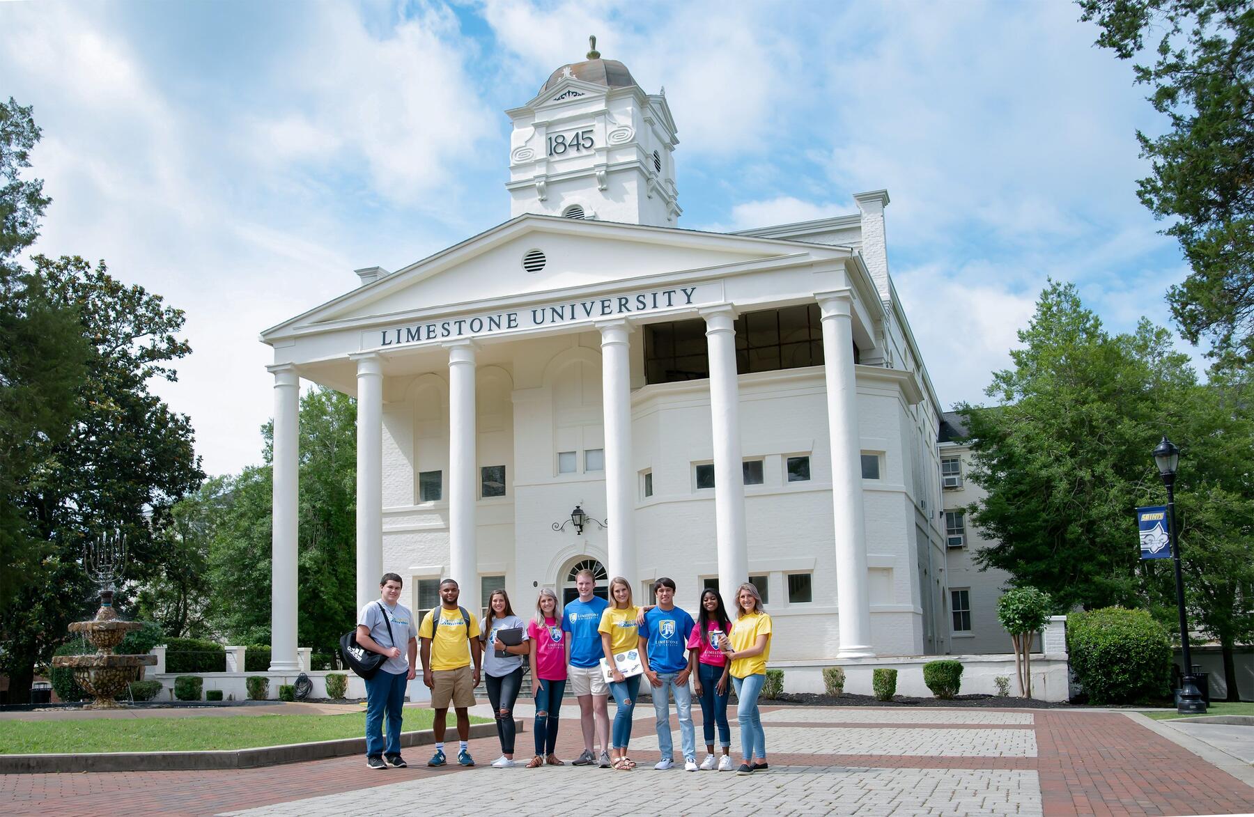 Limestone front quad campus students