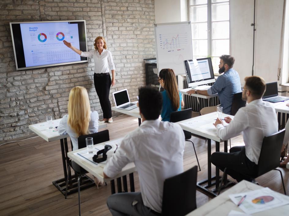 Business Administration women presenting