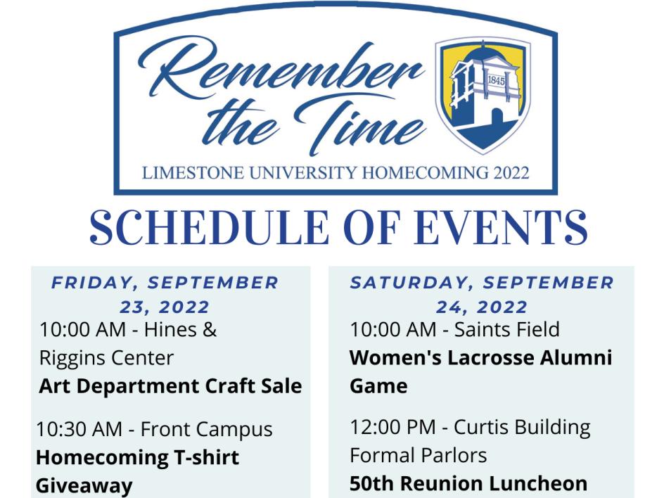 Homecoming Schedule 2022 