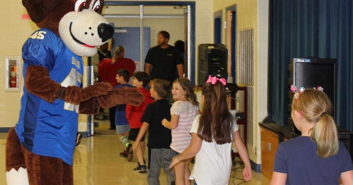 "Bernie" Takes Part In National Walk To School Day At Local Elementary